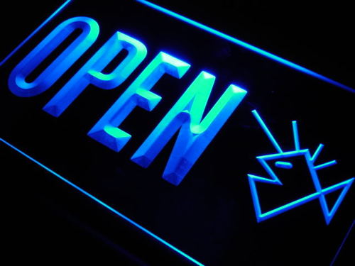 OPEN Fish Seafood Restaurant Bar Neon Light Sign